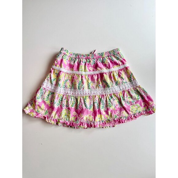 Girls' LILLY PULITZER Floral Print Cotton Poplin Tiered A-Line Skirt, Size 12 - Picture 3 of 8